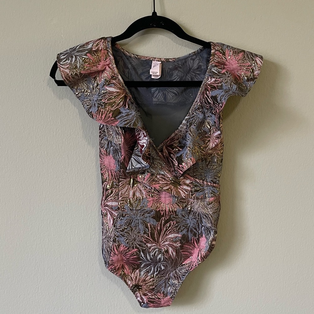 Victoria's Secret Dream Angels Shine Brocade Pink Bodysuit Mesh Back Size XS